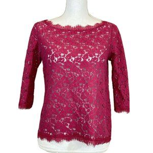 Anthropologie Weston Wear Fuschia Lace 3/4 Blouse